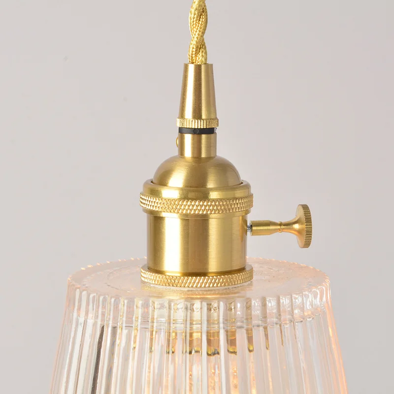 Vintage Noridc Stripe Glass Pendant Lamp Dining Room Kitchen Retro Pendant Lights Bedroom Bedside Decor Hanging Light