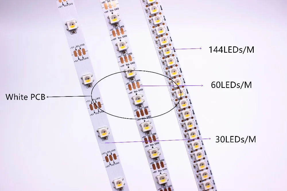 SK6812 RGBW (Similar Ws2812b) 4 in 1 1m/4m/5m 30/60/144 Leds/Pixels/M Individual Addressable Strip WW NW IP30/65/67 DC5V
