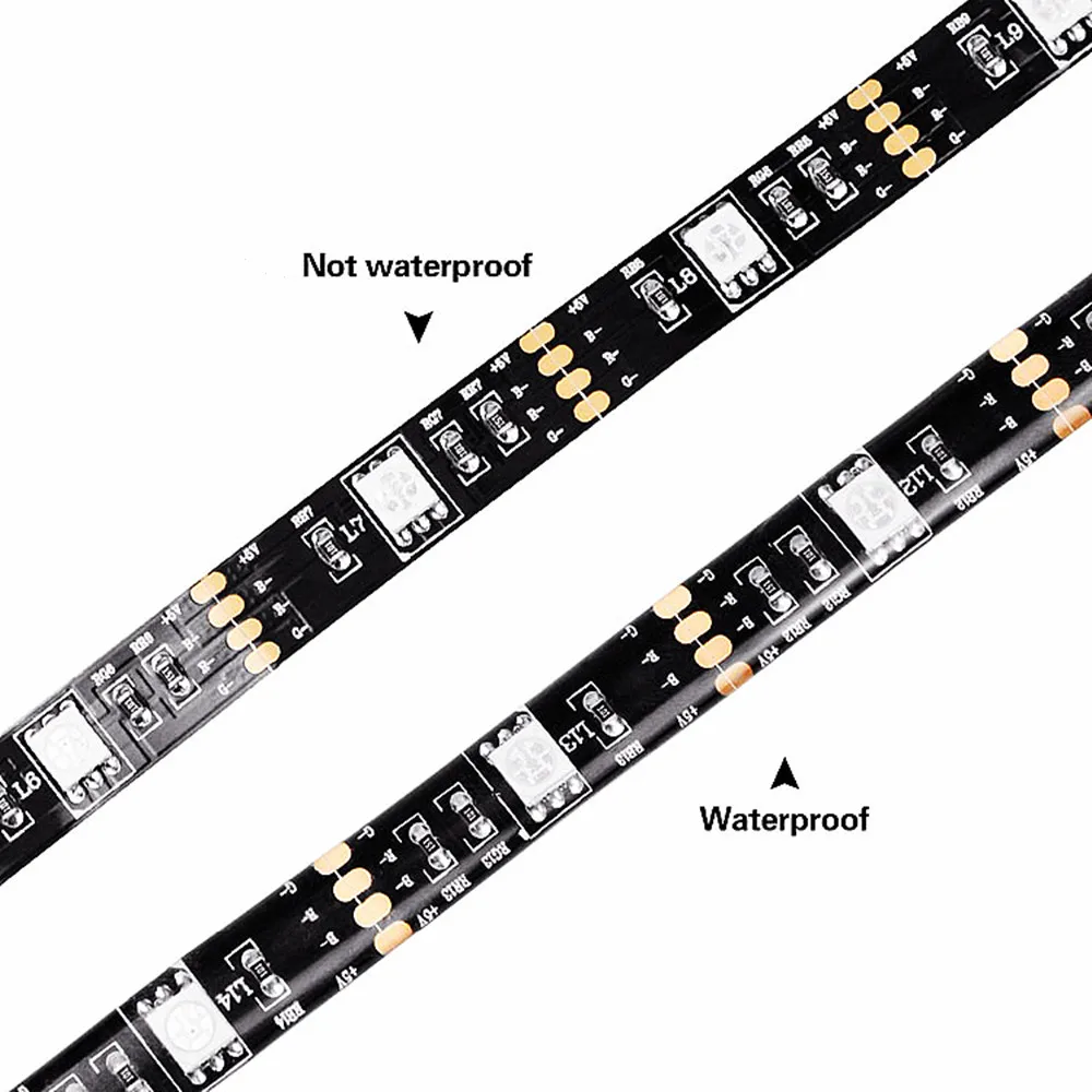 5V USB RGB LED Strip Light Remote Control 5050 30LED/m 5m 10m Lights Tape TV Backlights Home Decoration 0.5/1/2/3m Black PCB