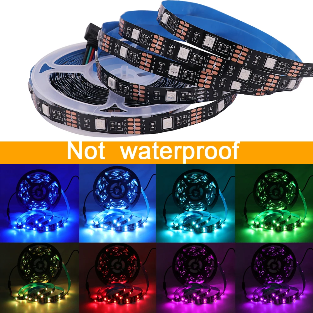 5V USB RGB LED Strip Light Remote Control 5050 30LED/m 5m 10m Lights Tape TV Backlights Home Decoration 0.5/1/2/3m Black PCB