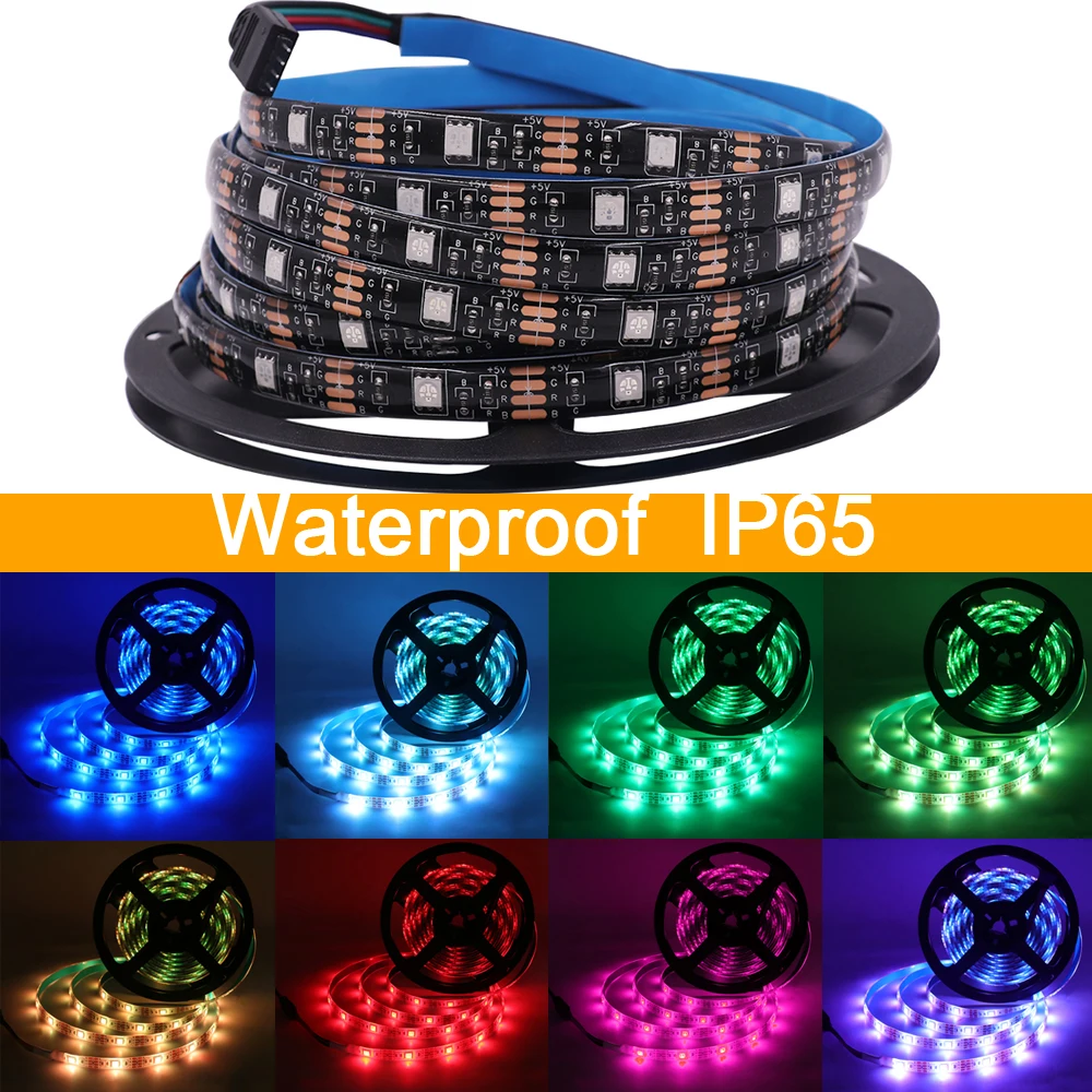5V USB RGB LED Strip Light Remote Control 5050 30LED/m 5m 10m Lights Tape TV Backlights Home Decoration 0.5/1/2/3m Black PCB