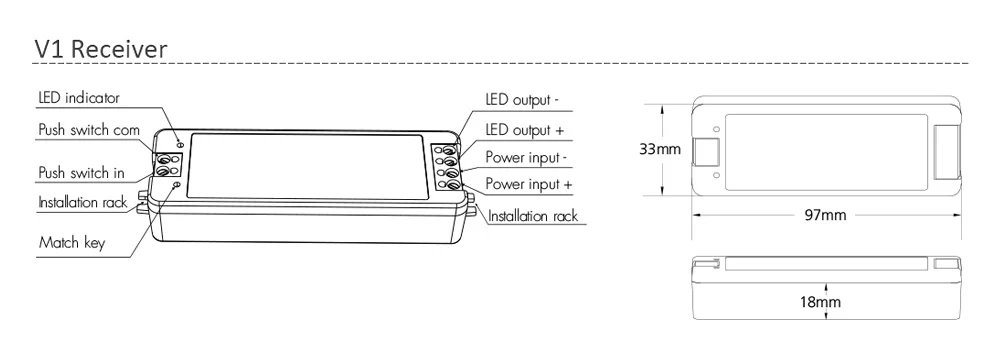 LED Dimmer 12V 5V 24V 36V 8A PWM Wireless RF Switch with 2.4G Brightness Adjustment Touch Remote for Single Color LED Strip V1