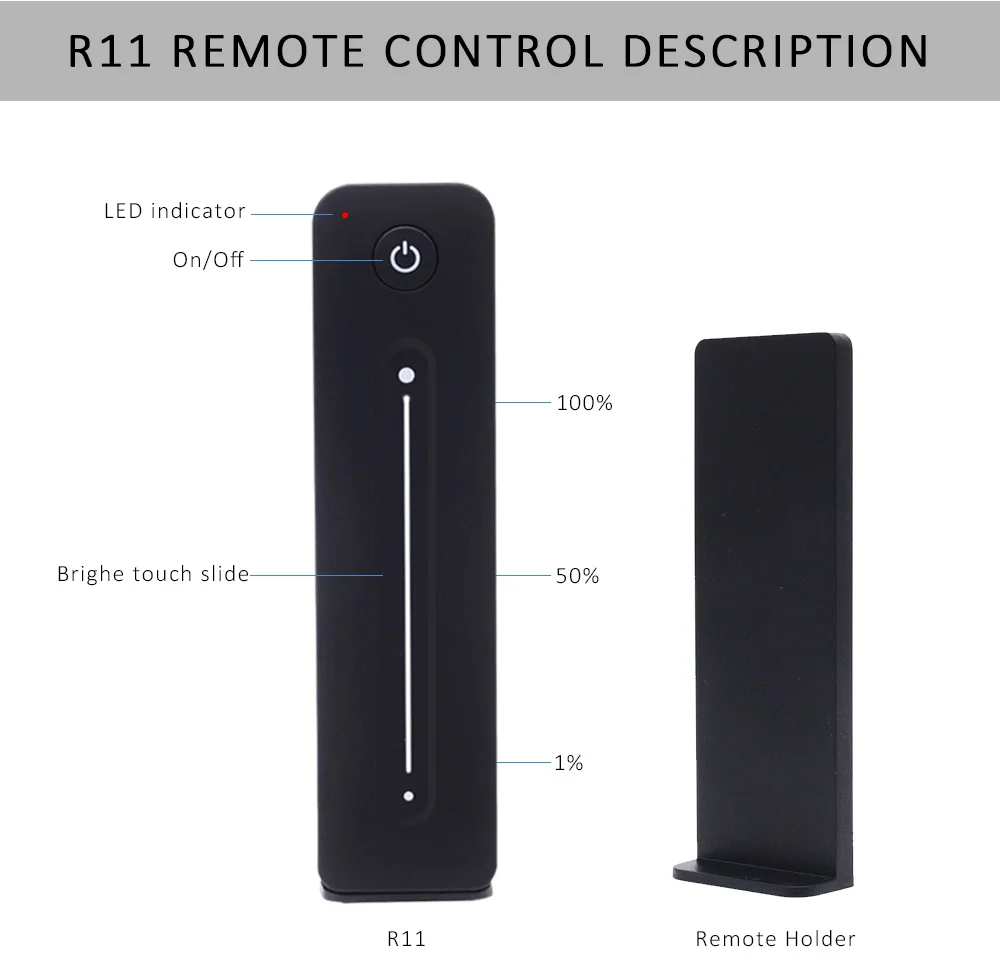 LED Dimmer 12V 5V 24V 36V 8A PWM Wireless RF Switch with 2.4G Brightness Adjustment Touch Remote for Single Color LED Strip V1