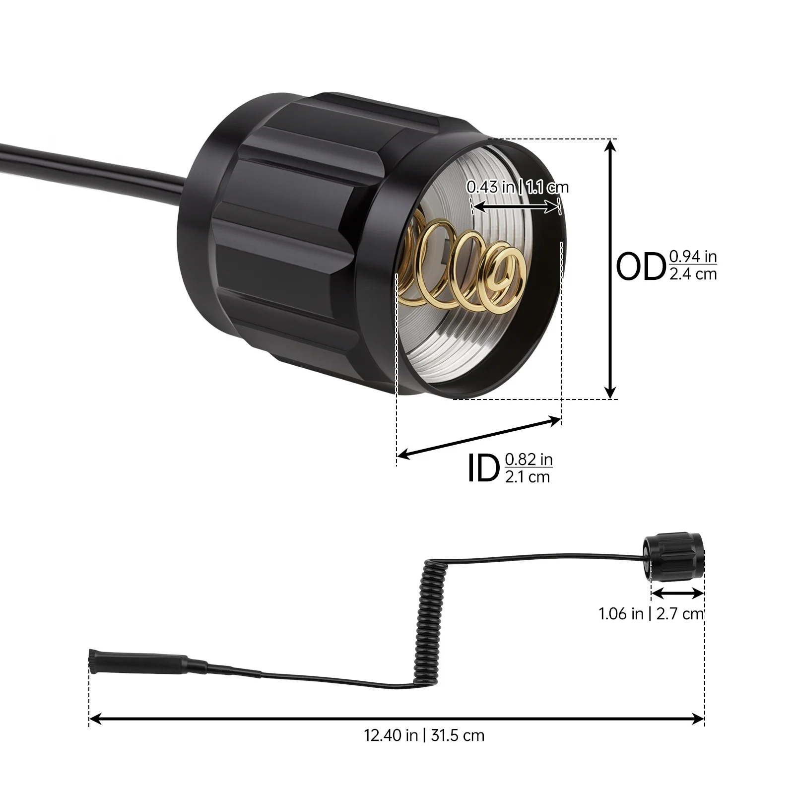 Flashlight Remote Pressure Switch Fit for A100/C8/T50 /B158/501B/502B Zoomable LED Torch Tactical LED Flashlight Accessories