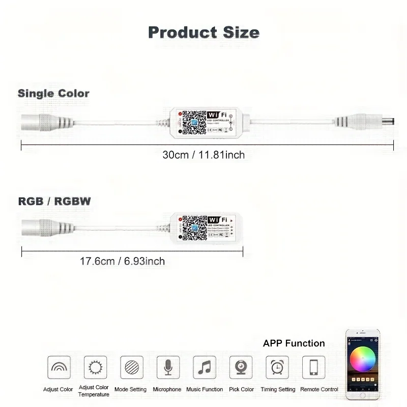 Wifi RGBW RGB Controller Magic Home APP Work with Alexa Google Home for DC12-24V Single Color RGB LED Strip Light Voice Dimmer