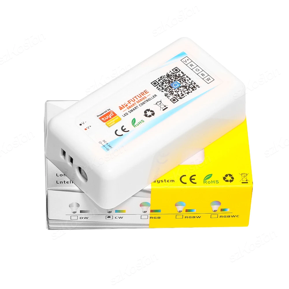 Tuya WiFi Smart LED Controller DC5V-24V RGB/RGBW/RGBCCT Single Color Dimmer LED Strip Remote Control Works with Alexa Google