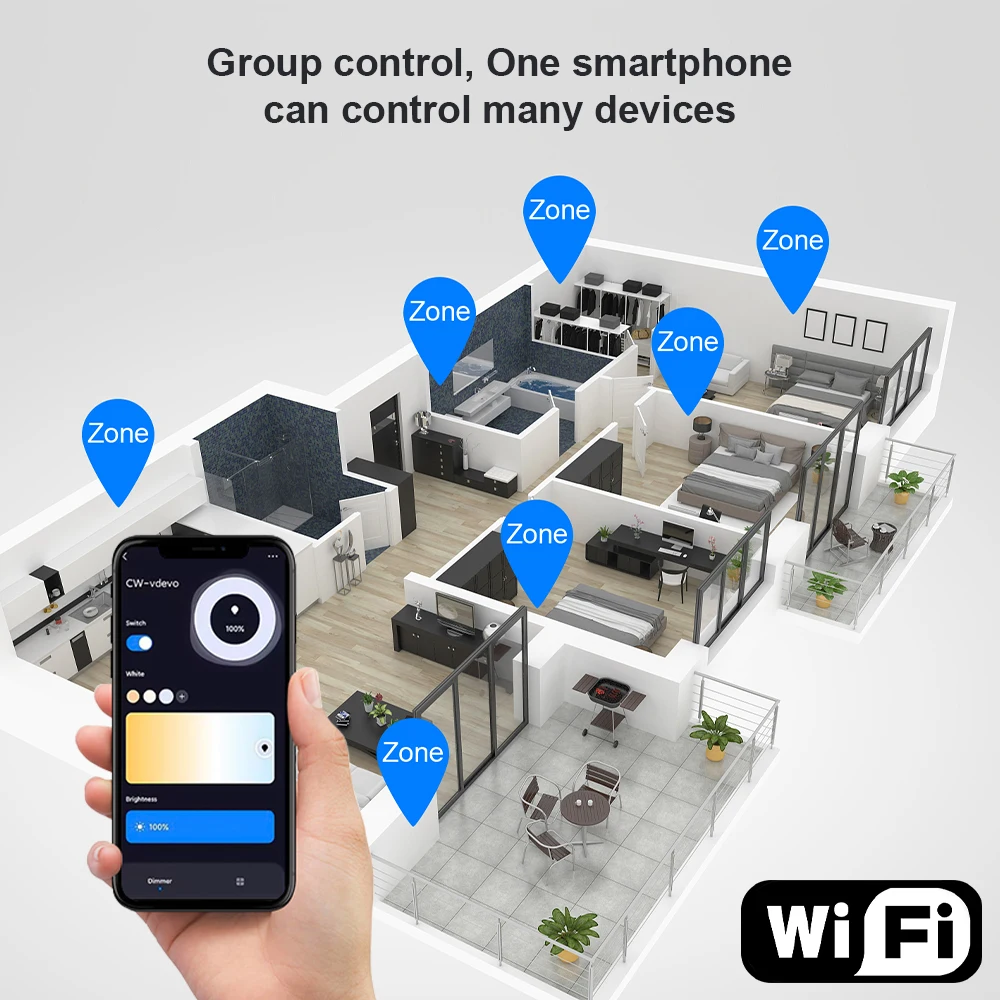 Tuya WiFi Smart LED Controller DC5V-24V RGB/RGBW/RGBCCT Single Color Dimmer LED Strip Remote Control Works with Alexa Google