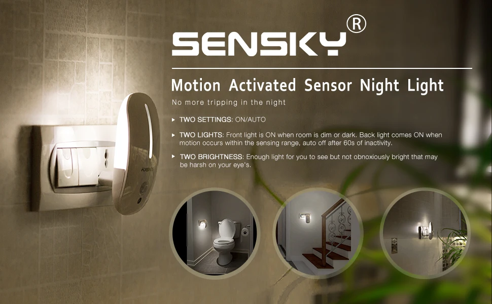 SENSKY Motion Sensor LED Night Light US PLUG EU PLUG UK PLUG For Hallway Pathway