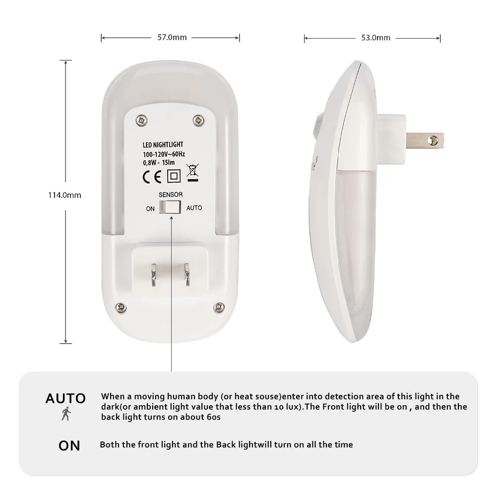 SENSKY Motion Sensor LED Night Light US PLUG EU PLUG UK PLUG For Hallway Pathway