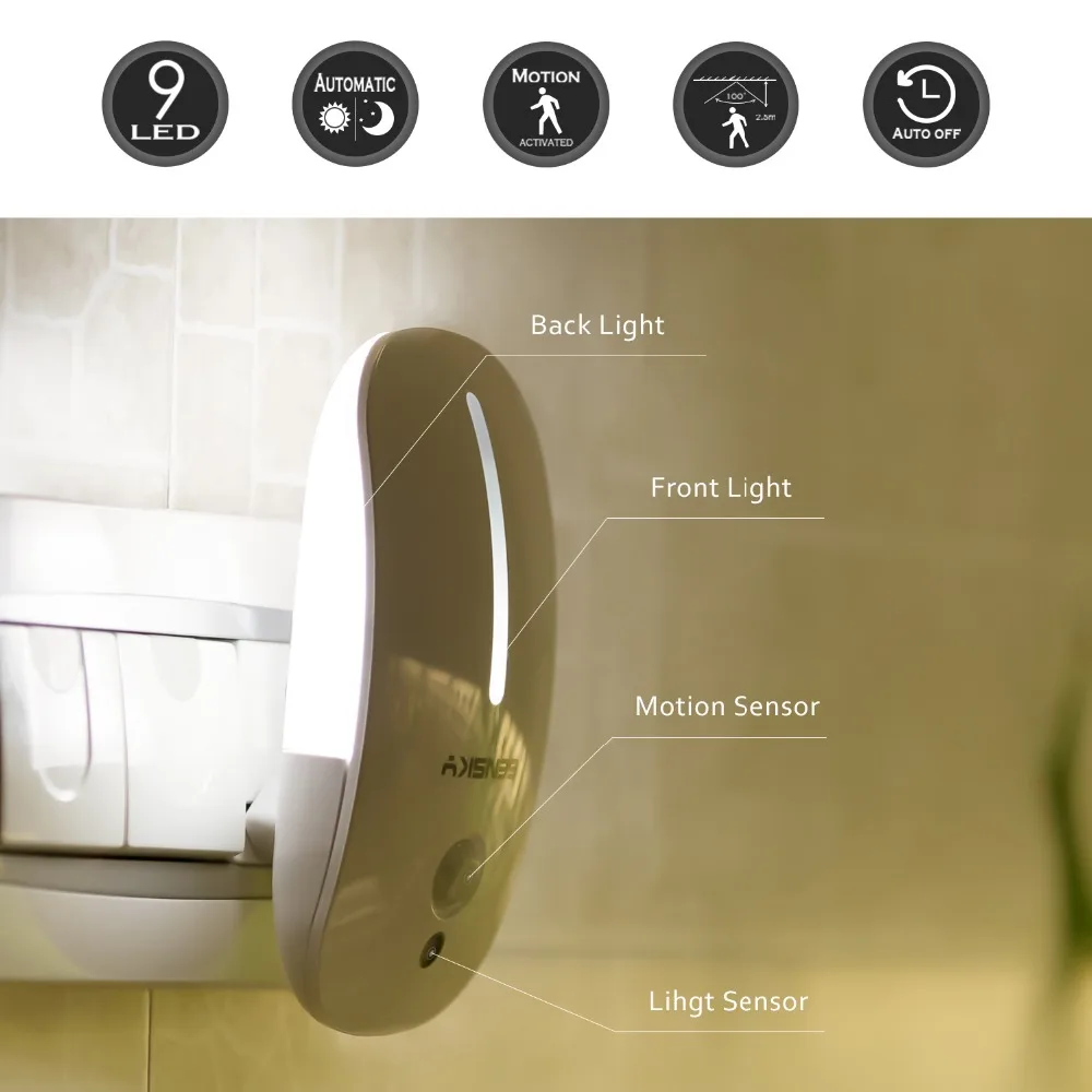 SENSKY Motion Sensor LED Night Light US PLUG EU PLUG UK PLUG For Hallway Pathway