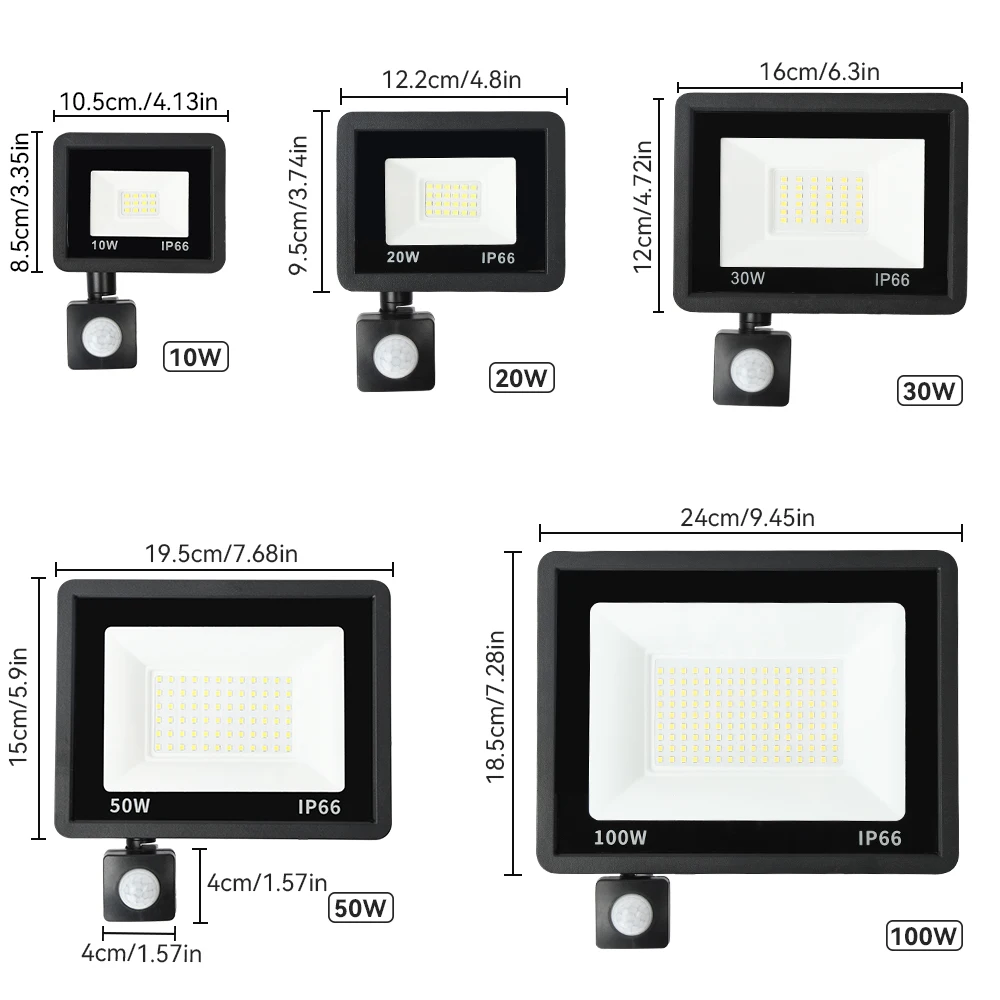 LED Floodlight PIR Motion Sensor White/Warm White IP66 AC220V Exterior Projector Spotlight SMD2835 Outdoor Lighting Floor Lamp