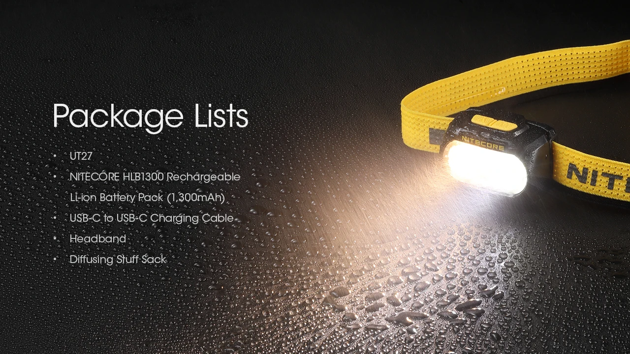 NITECORE UT27 Dual Beam Fusion Elite Headlamp 800 lumens +Removable Rechargeable Battery Spotlight