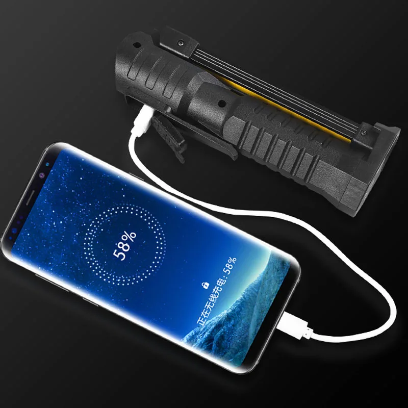 LED Emergency Floodlight COB Folding Work Lamp Strong Magnet Strong Light Emergency Flashlight Type C Car Service Lamp