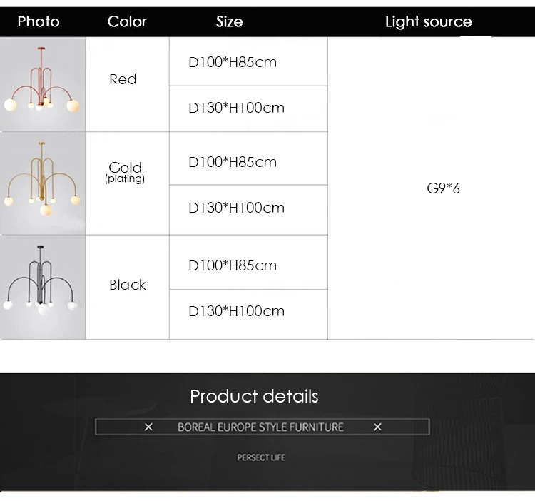Nordic Minimalist Pendant Light for Living Room Restaurant Lamp Cafe Clothing Store Art Black Gold Red Chandelier