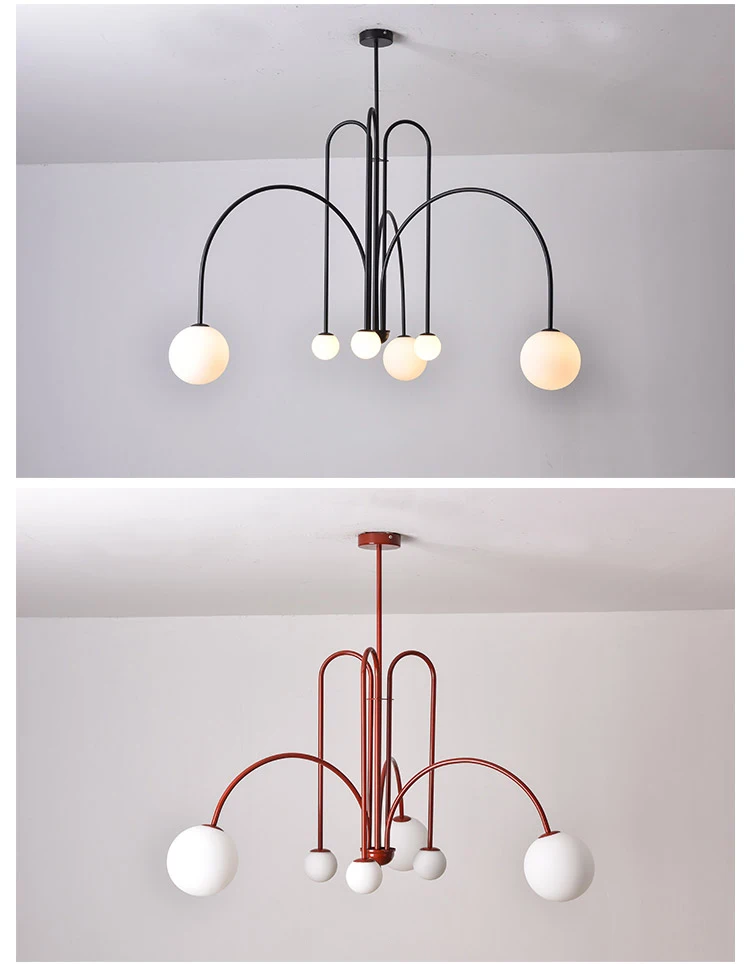 Nordic Minimalist Pendant Light for Living Room Restaurant Lamp Cafe Clothing Store Art Black Gold Red Chandelier