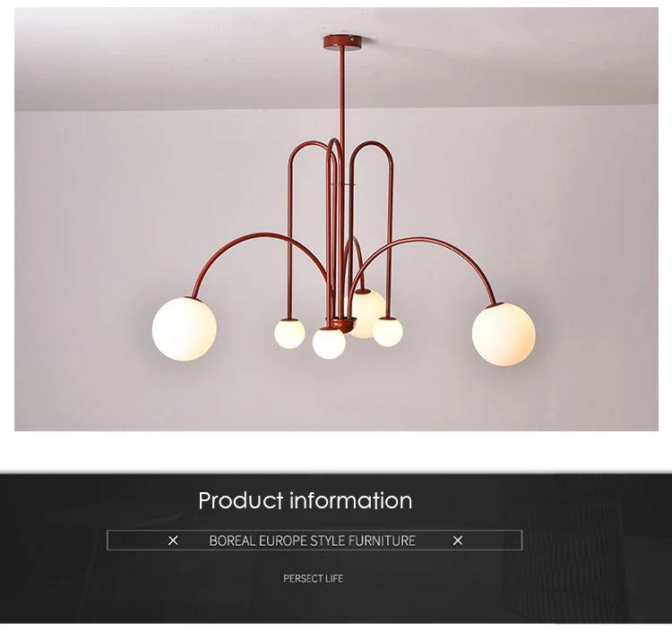 Nordic Minimalist Pendant Light for Living Room Restaurant Lamp Cafe Clothing Store Art Black Gold Red Chandelier