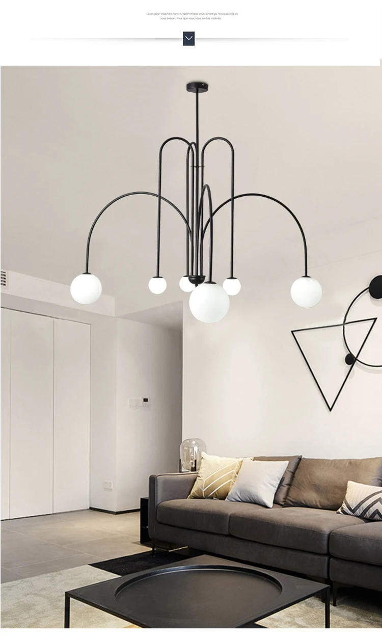 Nordic Minimalist Pendant Light for Living Room Restaurant Lamp Cafe Clothing Store Art Black Gold Red Chandelier