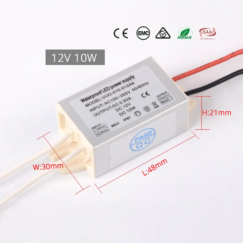 Waterproof LED Power Supply 10W 20W 45W 220V to 12V Driver for LEDs Spotlights Transformer IP67