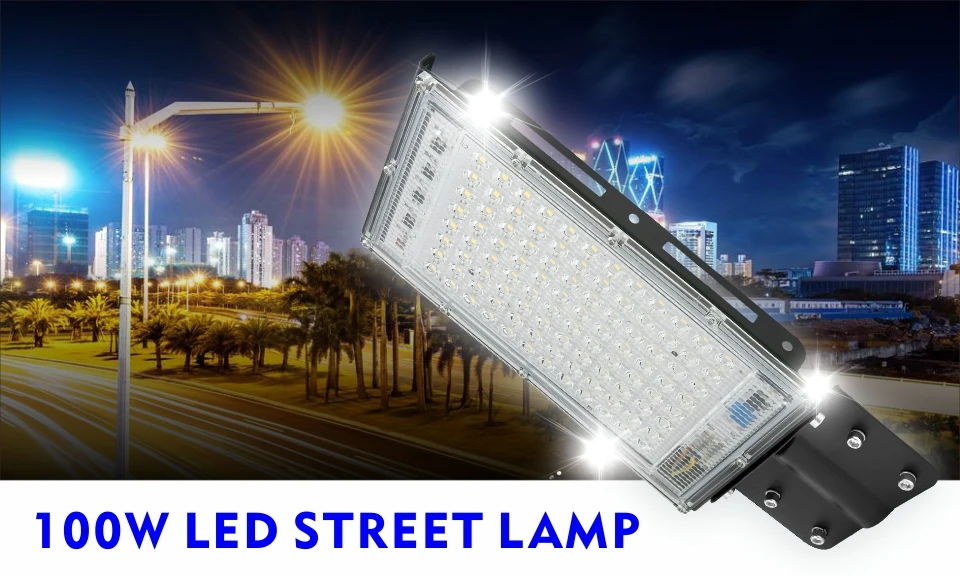 100W LED Street Light AC 220V-240V Outdoor Floodlight Spotlight IP65 Waterproof Wall Light Garden Road Street Pathway Spot Light