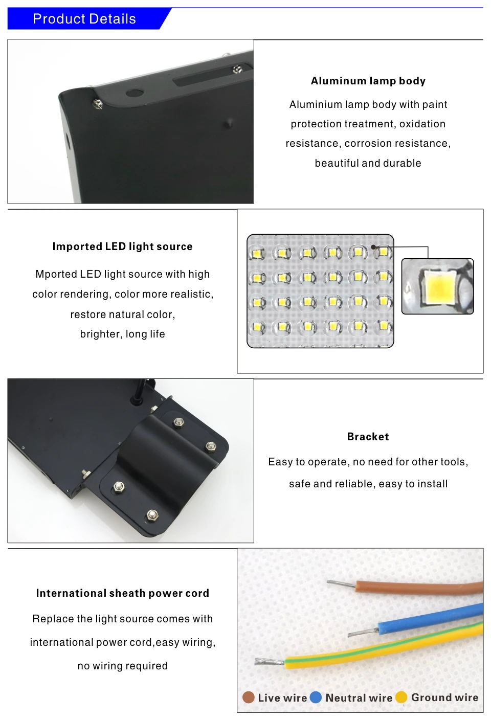 100W LED Street Light AC 220V-240V Outdoor Floodlight Spotlight IP65 Waterproof Wall Light Garden Road Street Pathway Spot Light