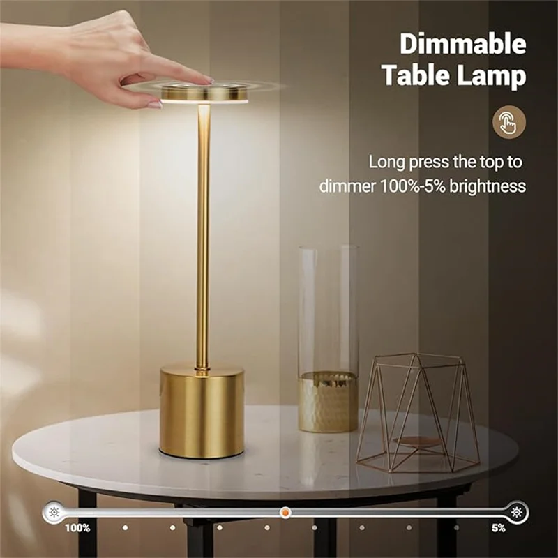 LED Table Lamp Touch Sensor Night Light USB Rechargeable Portable Bedroom Night Light Wireless Reading Lamp Restaurant Hotel Bar