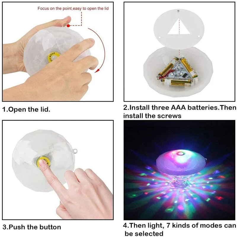 Floating Underwater Light RGB Submersible LED Disco Light Glow Show Swimming Pool Hot Tub Spa Lamp Bath Light