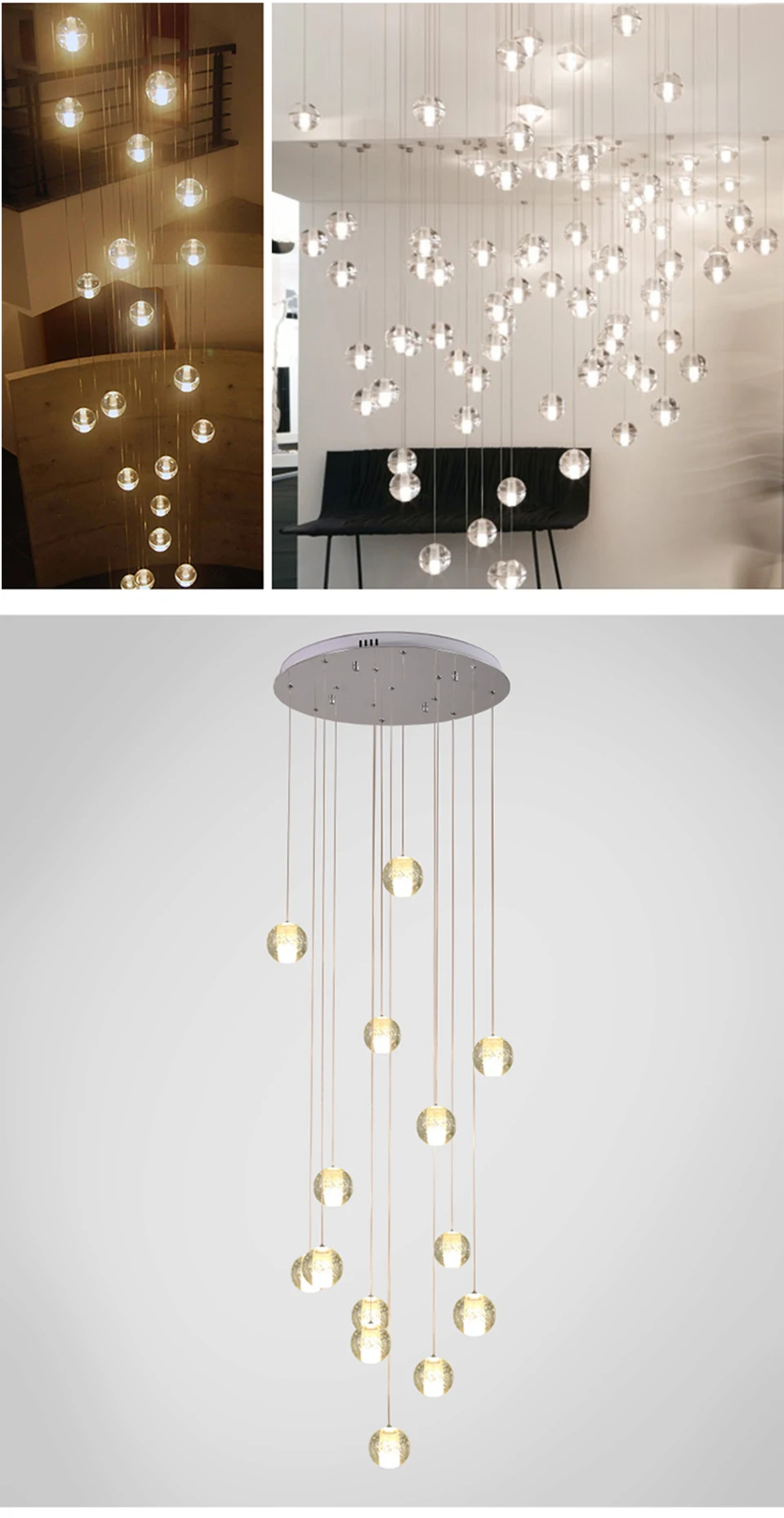 Spiral Staircase Living Room Chandeliers Crystal Ball Led Ceiling Light Lustre Chandelier Modern 2026 Decoration Bedroom Dining