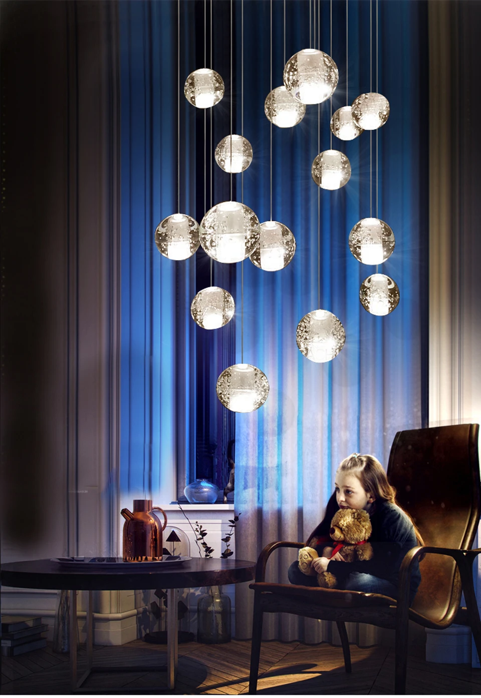 Spiral Staircase Living Room Chandeliers Crystal Ball Led Ceiling Light Lustre Chandelier Modern 2026 Decoration Bedroom Dining