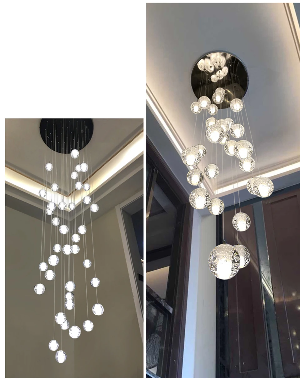 Spiral Staircase Living Room Chandeliers Crystal Ball Led Ceiling Light Lustre Chandelier Modern 2026 Decoration Bedroom Dining