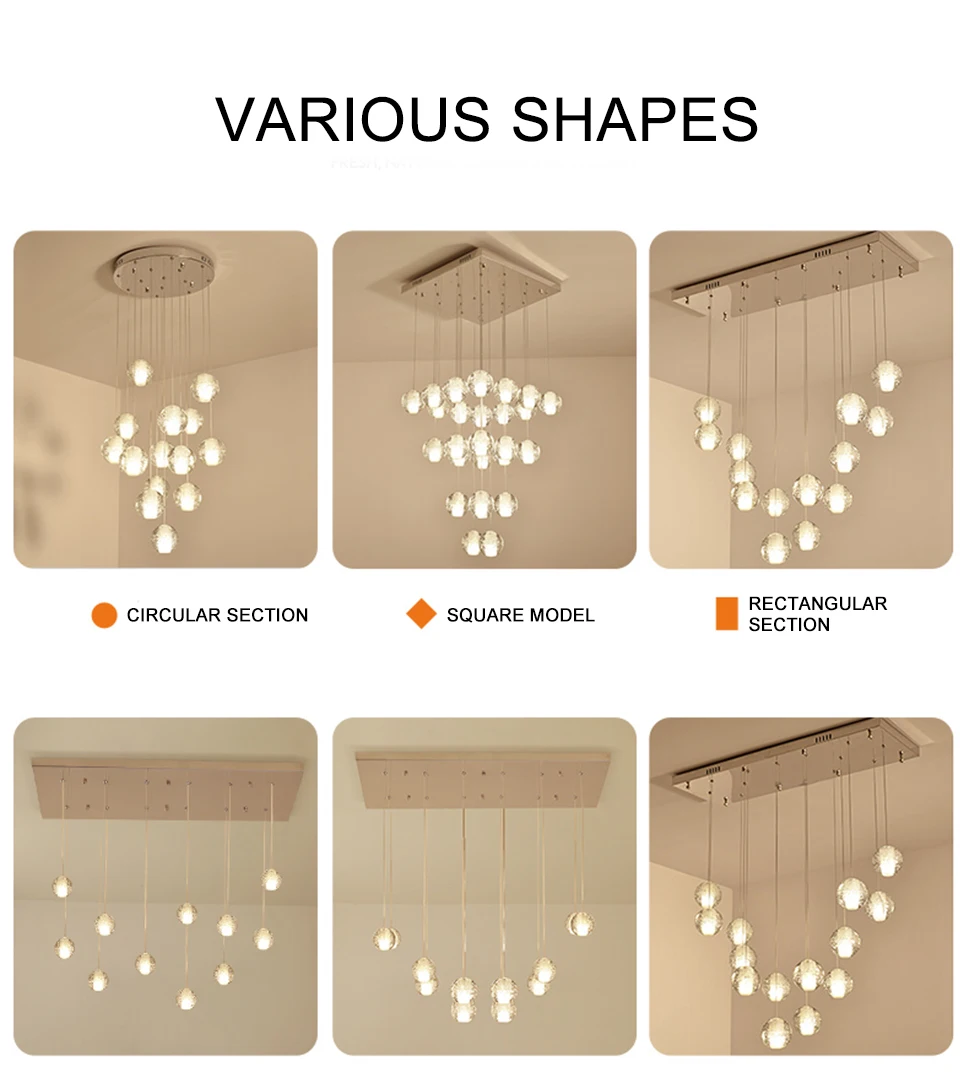 Spiral Staircase Living Room Chandeliers Crystal Ball Led Ceiling Light Lustre Chandelier Modern 2026 Decoration Bedroom Dining