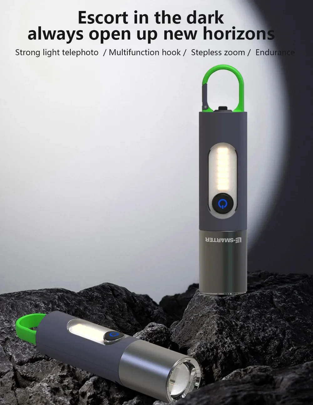 Strong Light Zoom LED Flashlight P50/White Laser Lighting Torch USB Rechargeable Lantern Outdoor Portable Camping Lamp with Hook