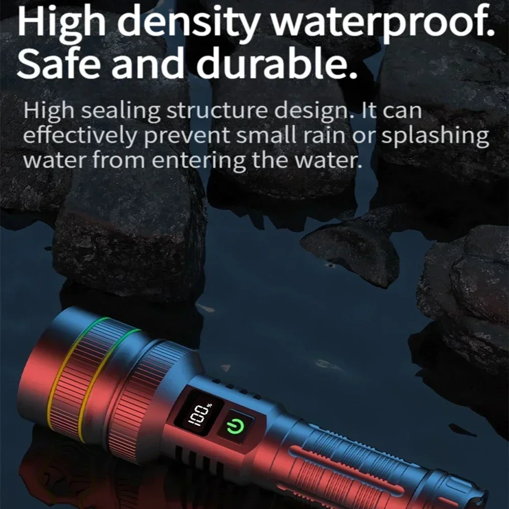 90000LM High Power XHP50 Led Flashlight Rechargeable Torch Zoom Usb Hand Lantern Camping Outdoor Waterproof Emergency