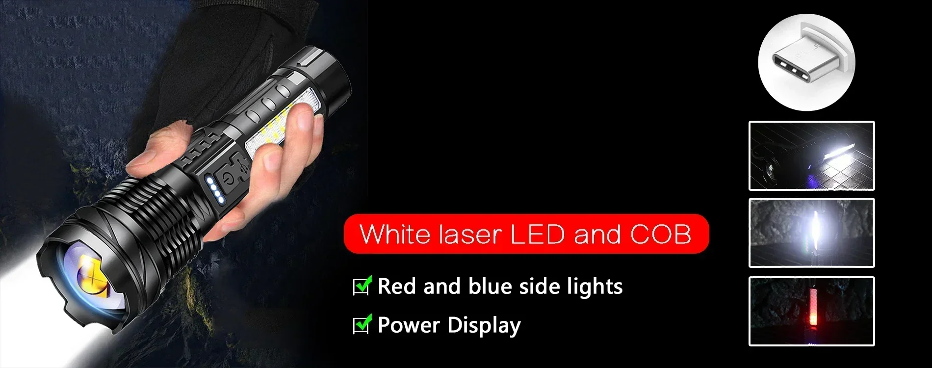 90000LM High Power XHP50 Led Flashlight Rechargeable Torch Zoom Usb Hand Lantern Camping Outdoor Waterproof Emergency