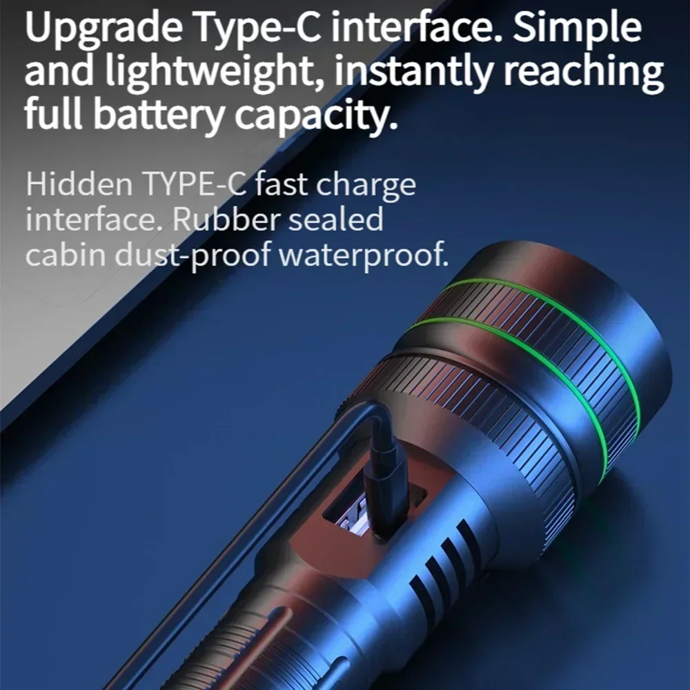 90000LM High Power XHP50 Led Flashlight Rechargeable Torch Zoom Usb Hand Lantern Camping Outdoor Waterproof Emergency
