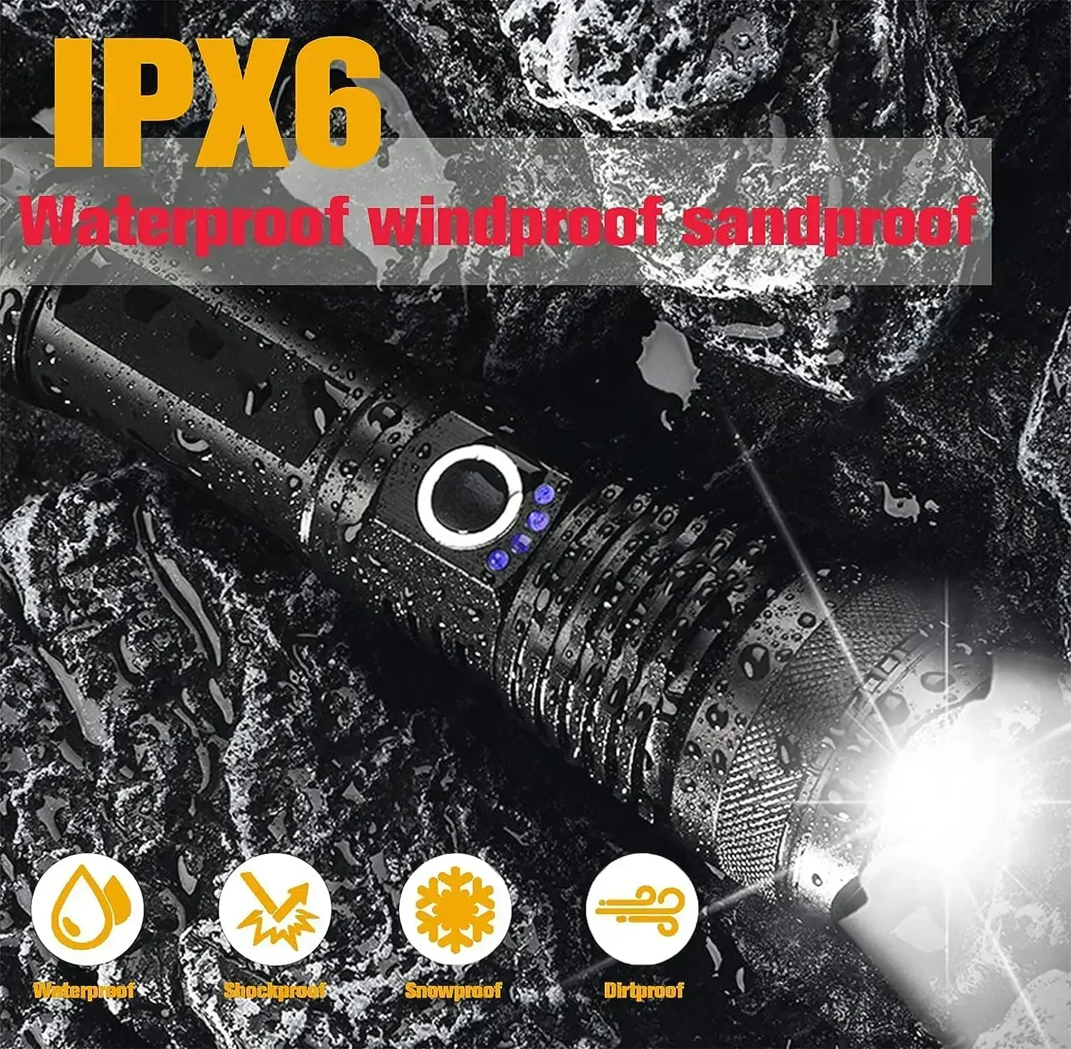 90000LM High Power XHP50 Led Flashlight Rechargeable Torch Zoom Usb Hand Lantern Camping Outdoor Waterproof Emergency