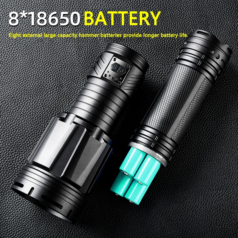 Powerful LED Flashlight Super Bright Spotlight Long Range Zoomable Emergency Torch Outdoor Tactical Flashlight Power Display