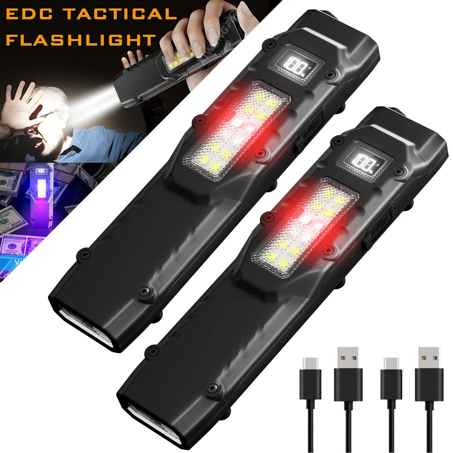 Powerful LED Flashlight Super Bright Spotlight Long Range Zoomable Emergency Torch Outdoor Tactical Flashlight Power Display