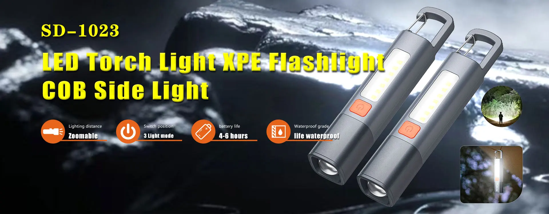 Powerful LED Flashlight Super Bright Spotlight Long Range Zoomable Emergency Torch Outdoor Tactical Flashlight Power Display
