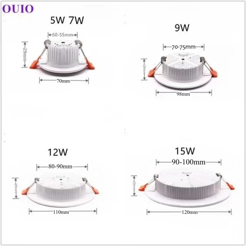 Recessed Ultra-thin LED Downlight 110V-240V Dimmable Ceiling Lamp Warm Neutral White Supermarket 5W7W9W12W15W18W 24W30W Lighting