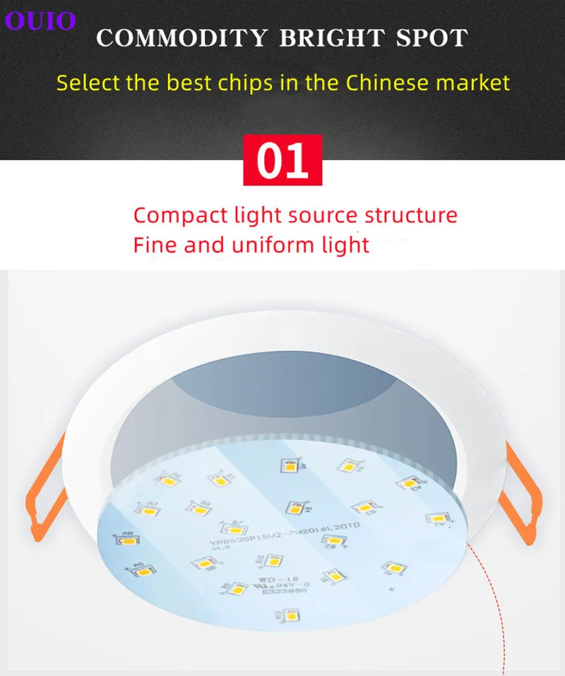 Recessed Ultra-thin LED Downlight 110V-240V Dimmable Ceiling Lamp Warm Neutral White Supermarket 5W7W9W12W15W18W 24W30W Lighting