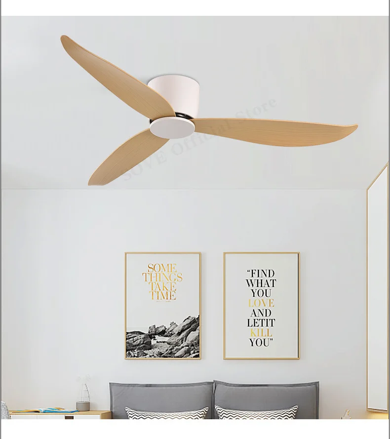 SOVE Ceiling Fan White Low Floor Ultra Thin 17cm DC Ceiling Fan With Remote Control Simple Ceiling Fans Without Light 220V