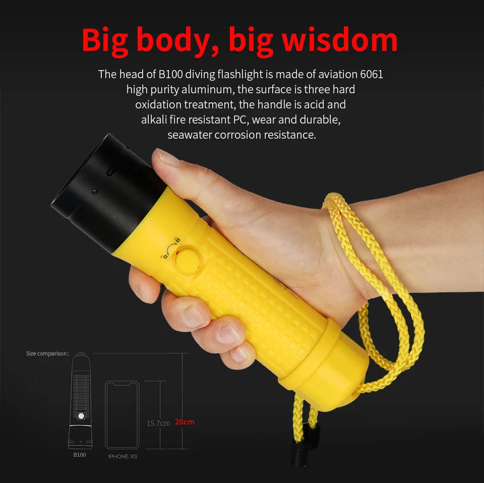 Diving Flashlight 3000LM CERR LED focus long waterproof night submersible fishing IPX8 outdoor underwater strong penetrati