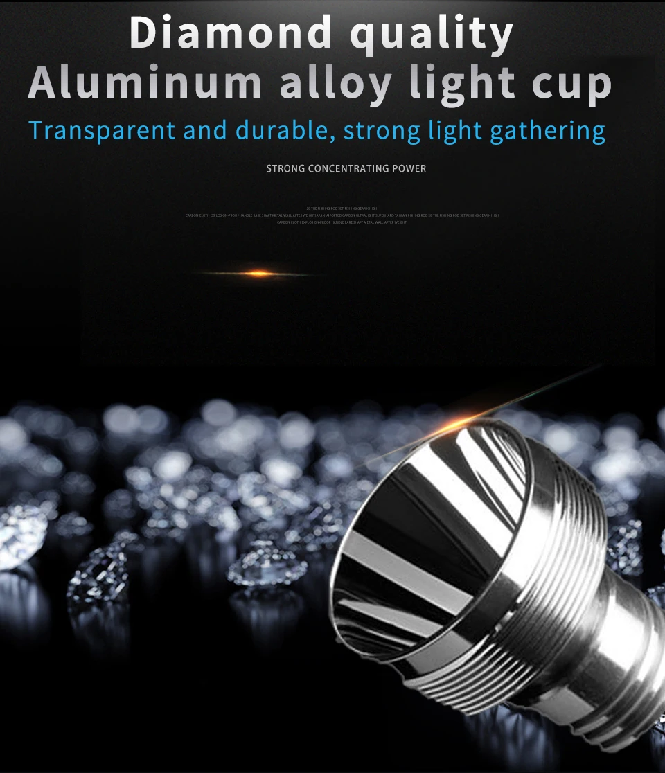 Diving Flashlight 3000LM CERR LED focus long waterproof night submersible fishing IPX8 outdoor underwater strong penetrati