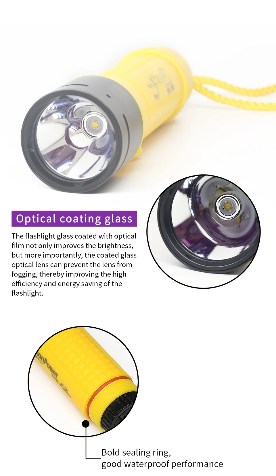 Diving Flashlight 3000LM CERR LED focus long waterproof night submersible fishing IPX8 outdoor underwater strong penetrati