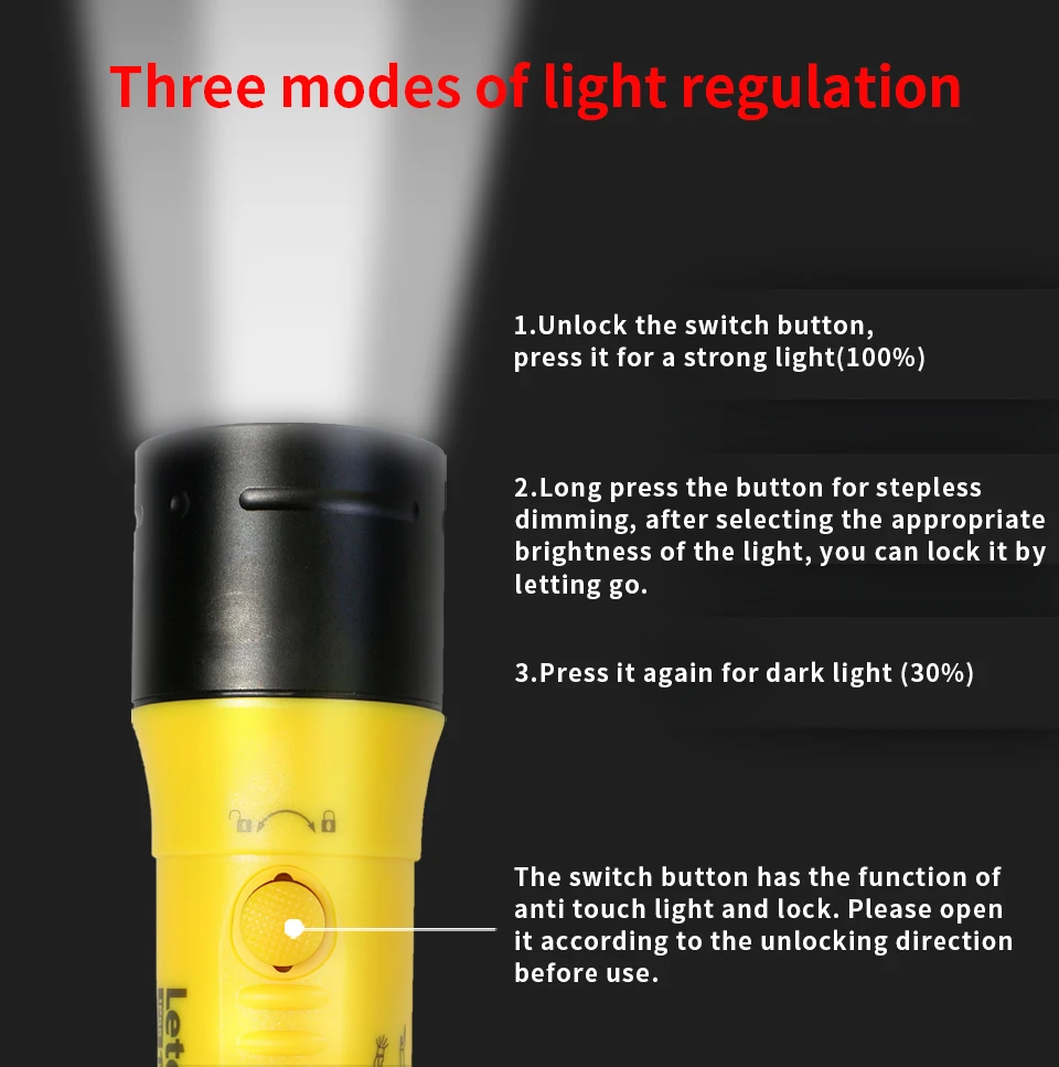 Diving Flashlight 3000LM CERR LED focus long waterproof night submersible fishing IPX8 outdoor underwater strong penetrati