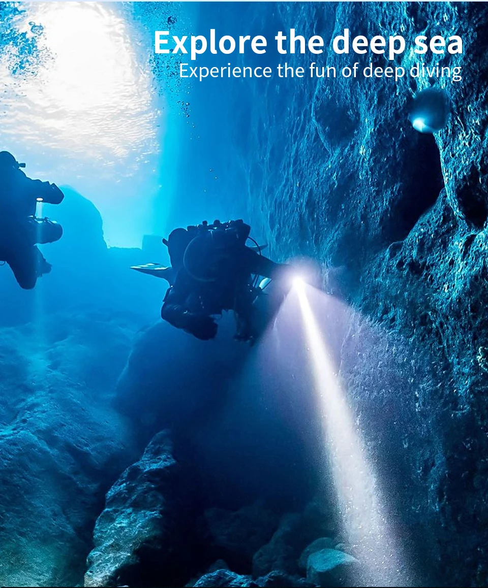 Diving Flashlight 3000LM CERR LED focus long waterproof night submersible fishing IPX8 outdoor underwater strong penetrati