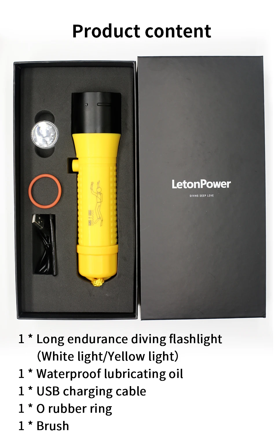 Diving Flashlight 3000LM CERR LED focus long waterproof night submersible fishing IPX8 outdoor underwater strong penetrati