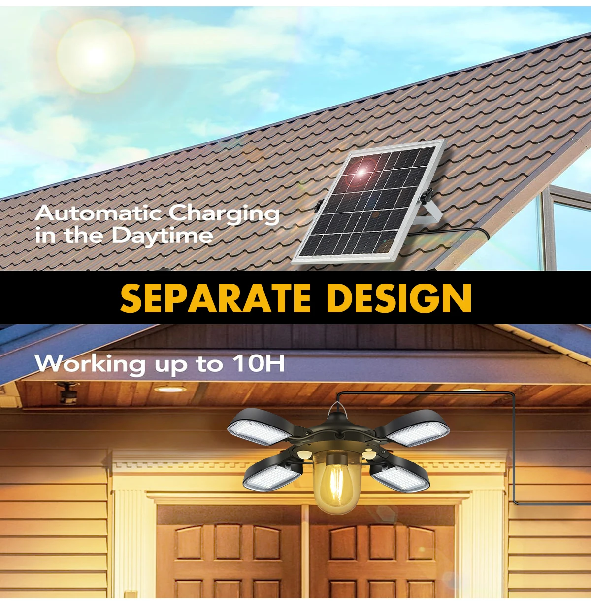 192led Solar Powered Barn Light Solar Shed Light for Indoor and Outdoor 1000LM Dual Motion Sensor Solar Pendant Light For Gazebo