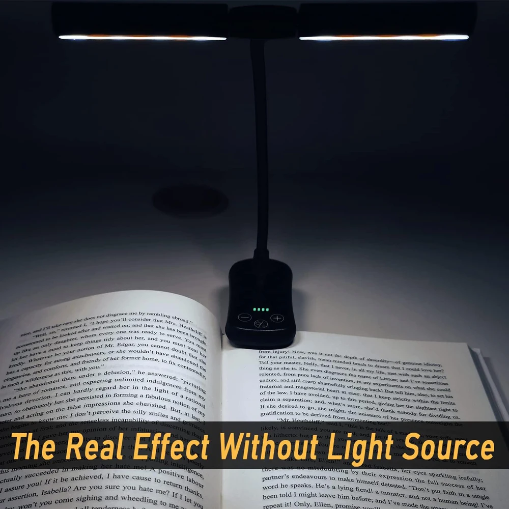 Dual Heads 14 LED Touch Control Reading Light with 3 Colors&8 Brightness USB Rechargeable Eye Care Book Light Clip on Book/Desk