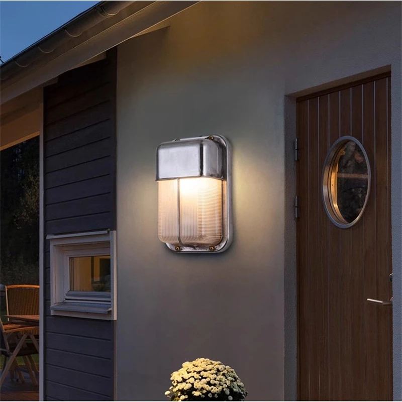 Outdoor Retro LED Wall Lamp E27 Industrial Vintage IP65 Waterproof Glass Ceiling Sconce Bathroom Garden Porch Wall Light Fixture